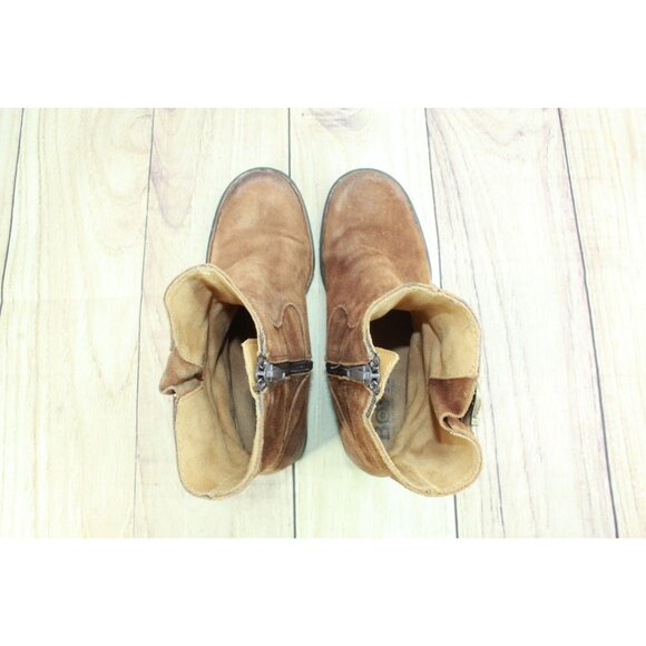 Born Eila Women's Brown Distressed Suede Side Zip Buckle Ankle Boots Size 6.5 M - Picture 7 of 9